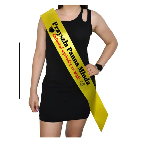 Szarfa ŻÓŁTA Wieczór Panieński Ratunku! wychodzę za mąż!